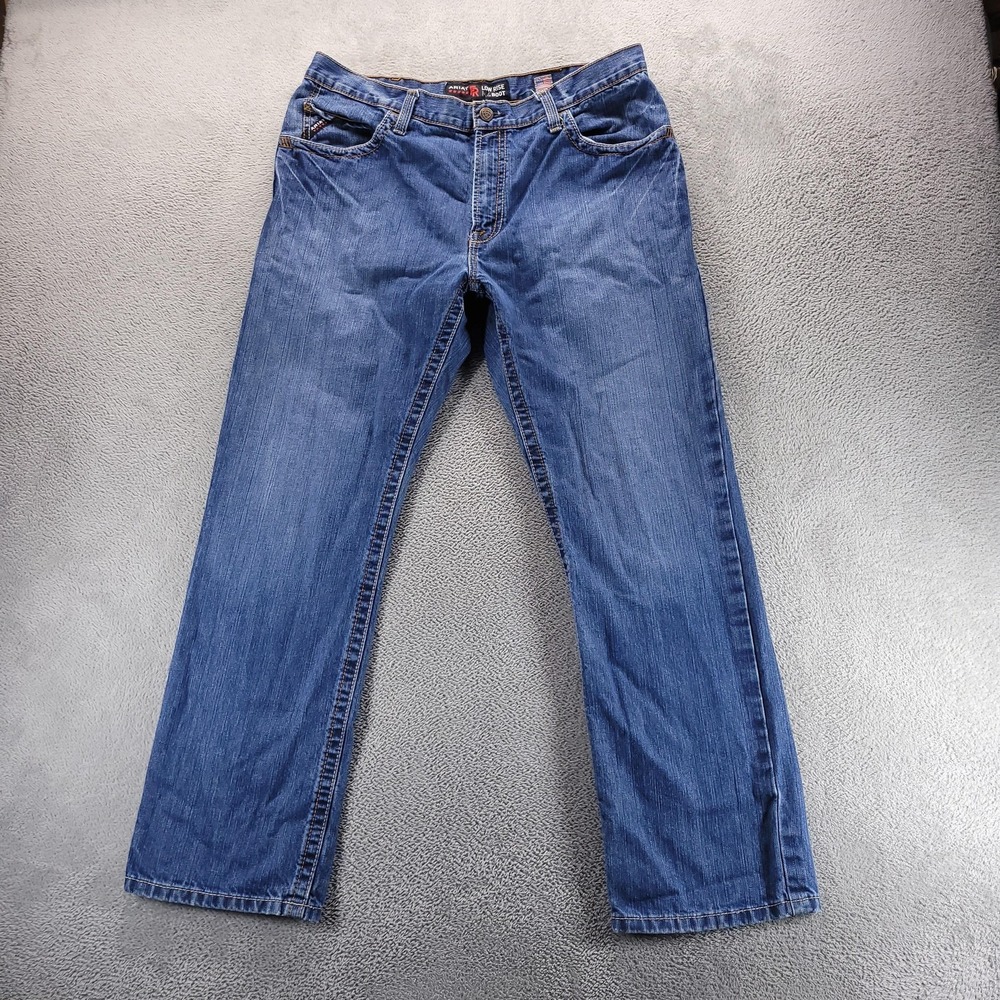 Ariat FR M4 Boot Jeans Mens 38x34 Blue Low Rise Relaxed Bootcut Flame Resistant